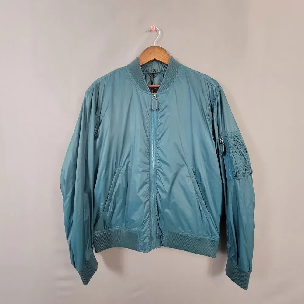 Robert Comstock Breeze Teal Nylon Bomber 42 NWT Quiet Luxury Jacket